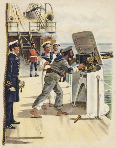 Ejercicio de artillería durante las maniobras navales, 1891 de Henry Payne